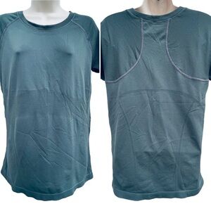 Athletic Top Short Sleeved Fitted Muscle Workout Grey Green like Run Swiftly
